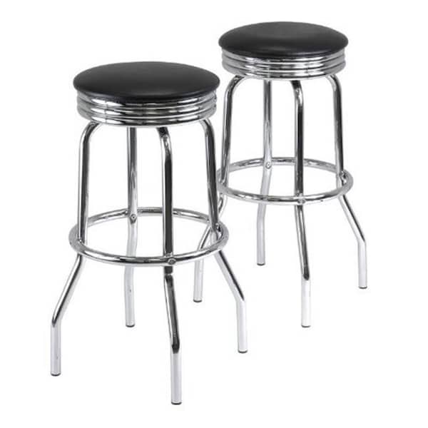 Winsome Trading WinsomeTrading 93028 Summit Set of 2 Swivel Bar Stools - Black - Metal 93028 - main